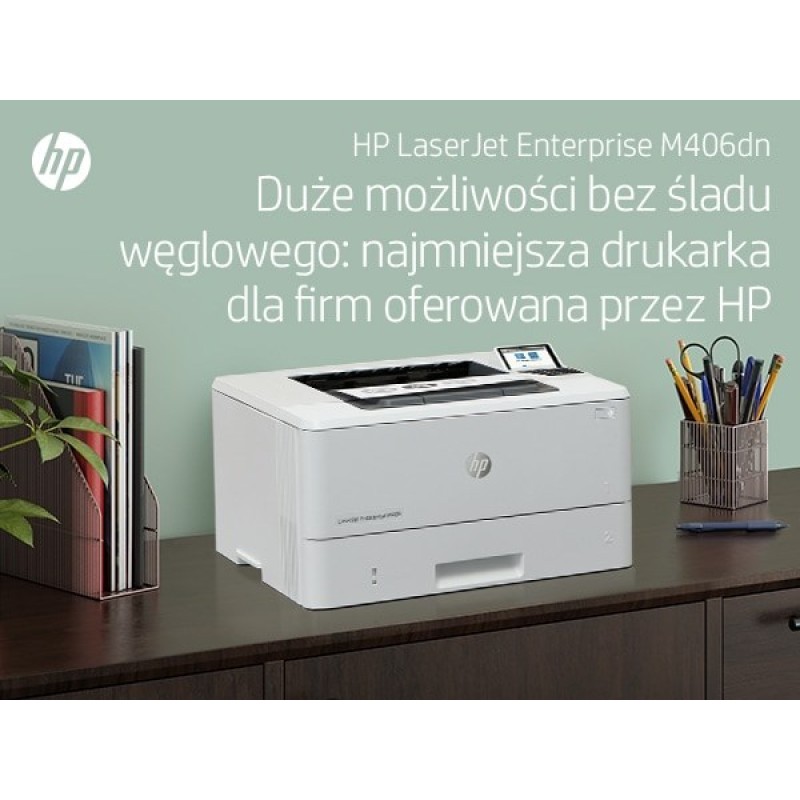 HP LaserJet Enterprise M406dn, Black and white, Printer for Business, Print, Compact Size; Strong Security; Two-sided printing; Energy Efficient; Front-facing USB printing HP LaserJet Enterprise M406dn, Black and white, Printer for Business, Print, Compact Size; Strong Security; Two-sided printing; Energy Efficient; Front-facing USB printing