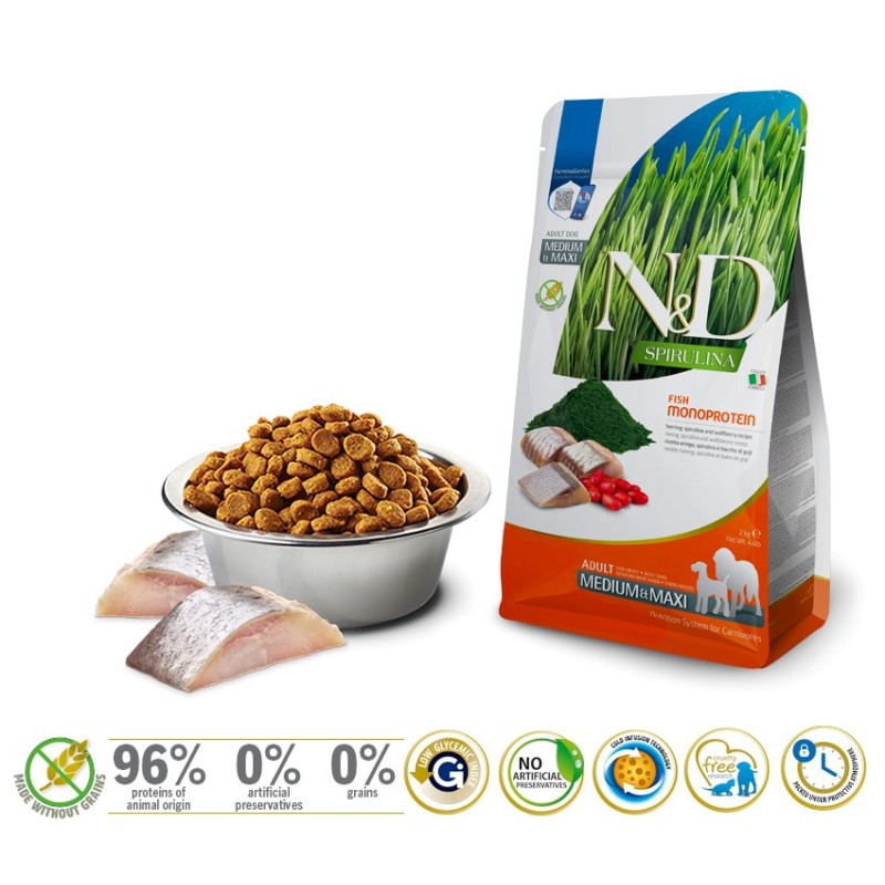 FARMINA N&D Spirulina Herring Adult Med/Maxi - dry dog food - 7 kg FARMINA N&D Spirulina Herring Adult Med/Maxi - dry dog food - 7 kg