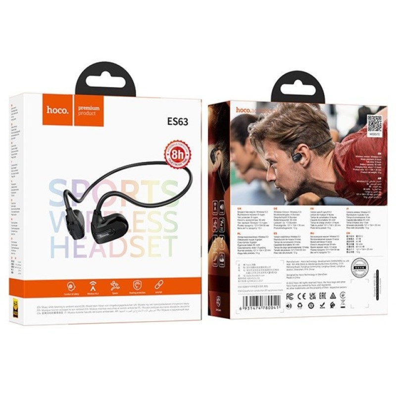 Hoco ES63 Graceful Headset Wireless Air-conduction Connectivity/Music Bluetooth Black Hoco ES63 Graceful Headset Wireless Air-conduction Connectivity/Music Bluetooth Black