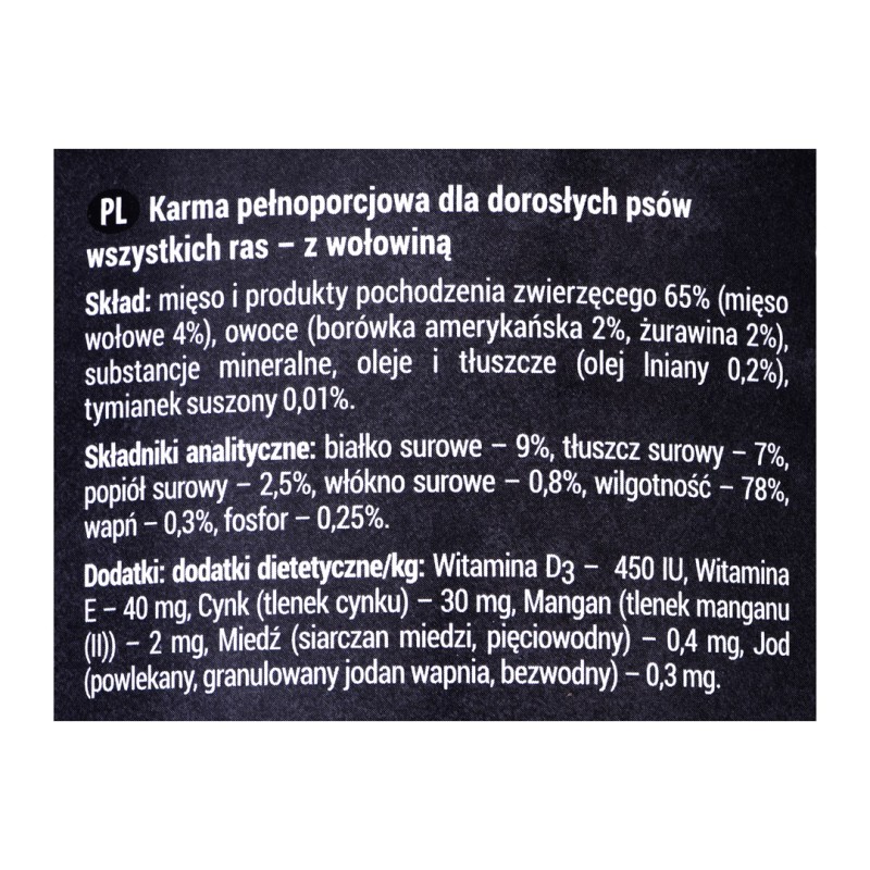 Dolina Noteci Rafi with beef, cranberry and blueberry - wet dog food - 400g Dolina Noteci Rafi with beef, cranberry and blueberry - wet dog food - 400g