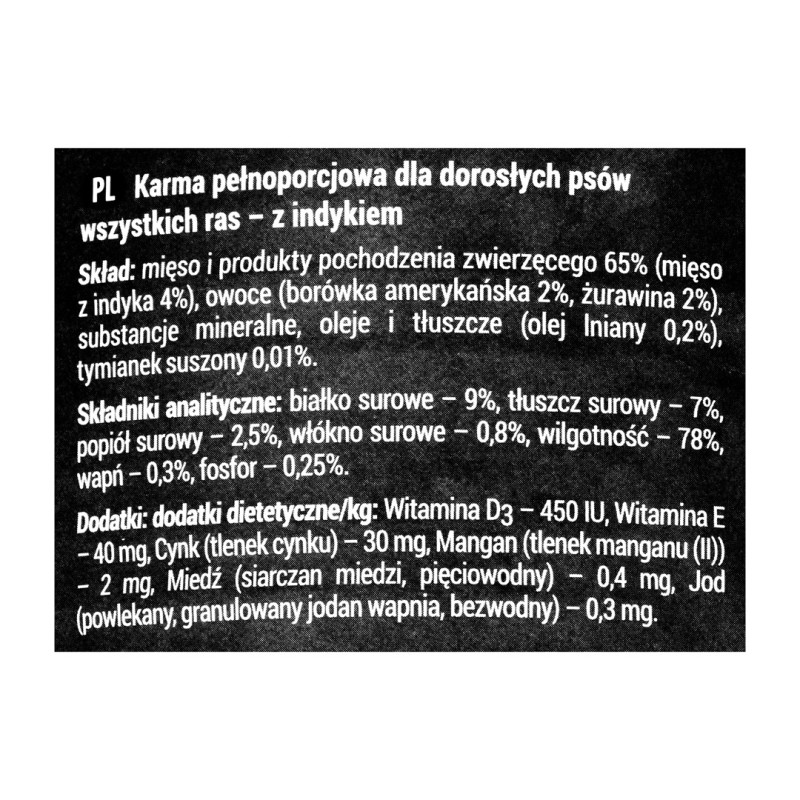 Dolina Noteci Rafi with turkey, cranberry and blueberry - wet dog food - 400g Dolina Noteci Rafi with turkey, cranberry and blueberry - wet dog food - 400g