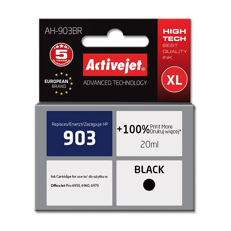 Activejet AH-903BR ink (replacement for HP 903 T6L99AE; Premium; 20 ml; black)