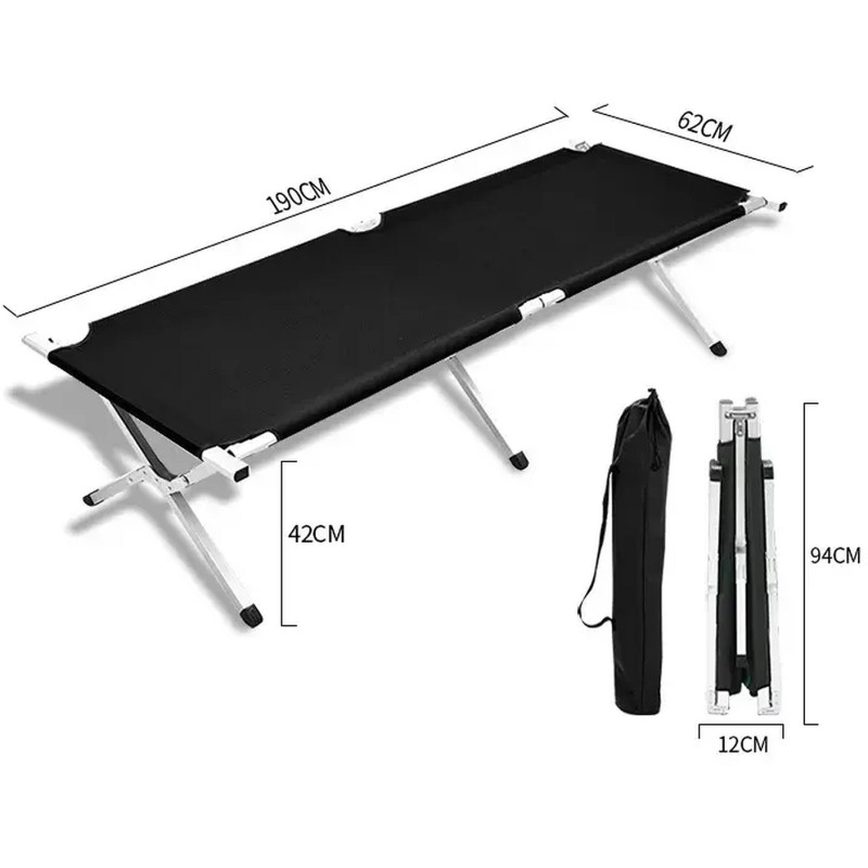 PROMIS Camping, tourist and camping bed, foldable, navy blue PROMIS Camping, tourist and camping bed, foldable, navy blue