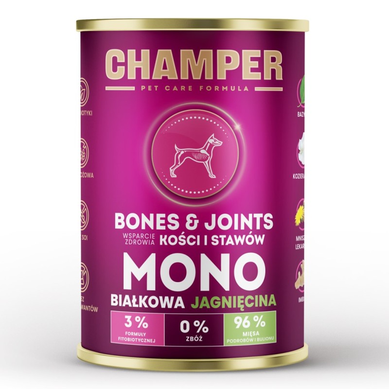 CHAMPER Bones & Joints Monoprotein Lamb - wet dog food - 400g