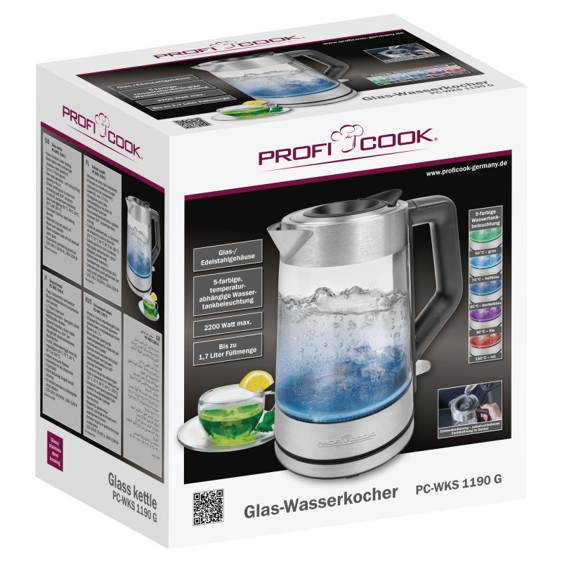 Proficook electric glass kettle PC-WKS 1190 G Proficook electric glass kettle PC-WKS 1190 G
