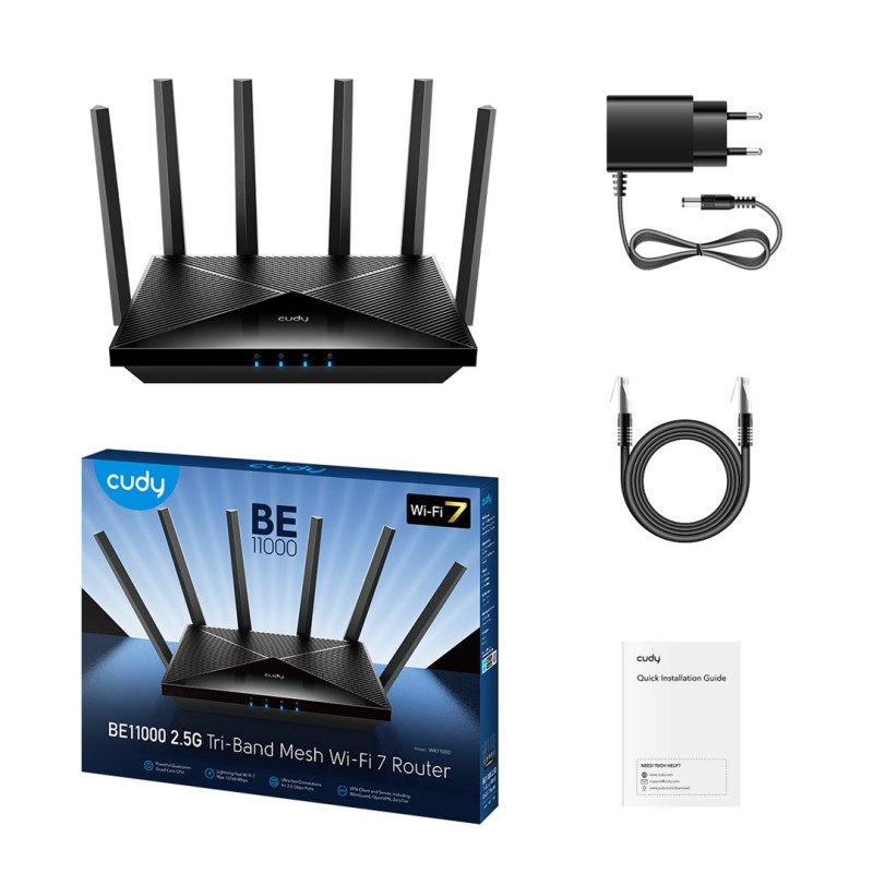 Cudy WR11000 wireless router 2.5 Gigabit Ethernet Tri-band (2.4 GHz / 5 GHz / 6 GHz) Black Cudy WR11000 wireless router 2.5 Gigabit Ethernet Tri-band (2.4 GHz / 5 GHz / 6 GHz) Black