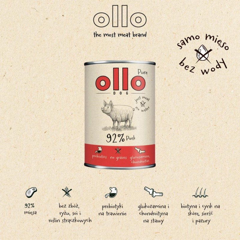 OLLO Pure Pork - wet dog food - 850g