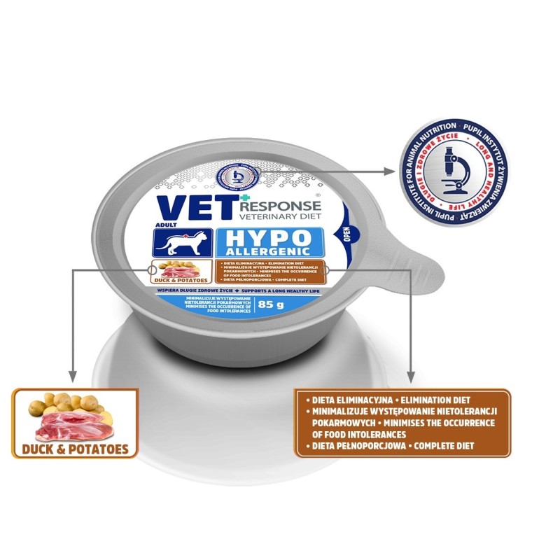VET RESPONSE Hypoallergenic Duck - wet cat food - 85g VET RESPONSE Hypoallergenic Duck - wet cat food - 85g