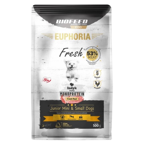 EUPHORIA Fresh Junior Monoprotein Turkey XS/S - dry dog food - 500g EUPHORIA Fresh Junior Monoprotein Turkey XS/S - dry dog food - 500g