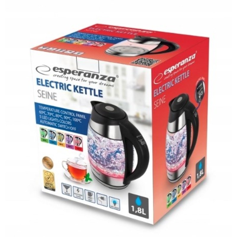 Esperanza EKK026 electric kettle 1.7 L Black,Transparent 2200 W Esperanza EKK026 electric kettle 1.7 L Black,Transparent 2200 W
