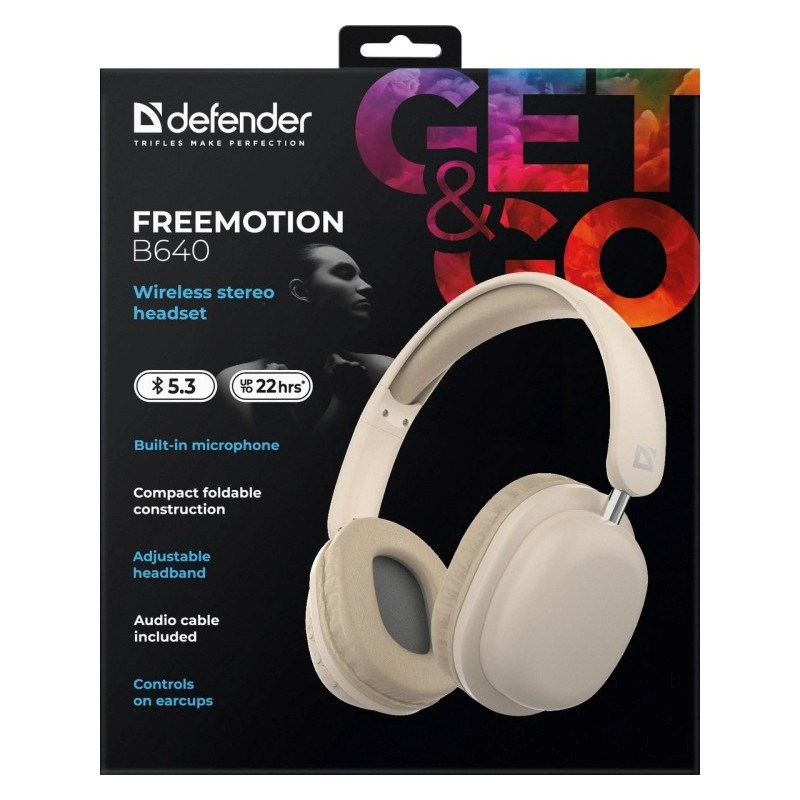 HEADPHONES DEFENDER BLUETOOTH FREEMOTION B640 BEIGE HEADPHONES DEFENDER BLUETOOTH FREEMOTION B640 BEIGE