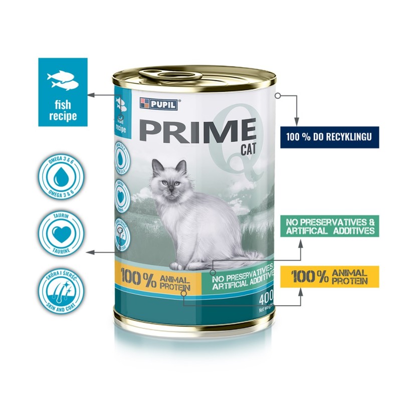 PUPIL Prime Rich in salmon with trout - wet cat food - 400g PUPIL Prime Rich in salmon with trout - wet cat food - 400g