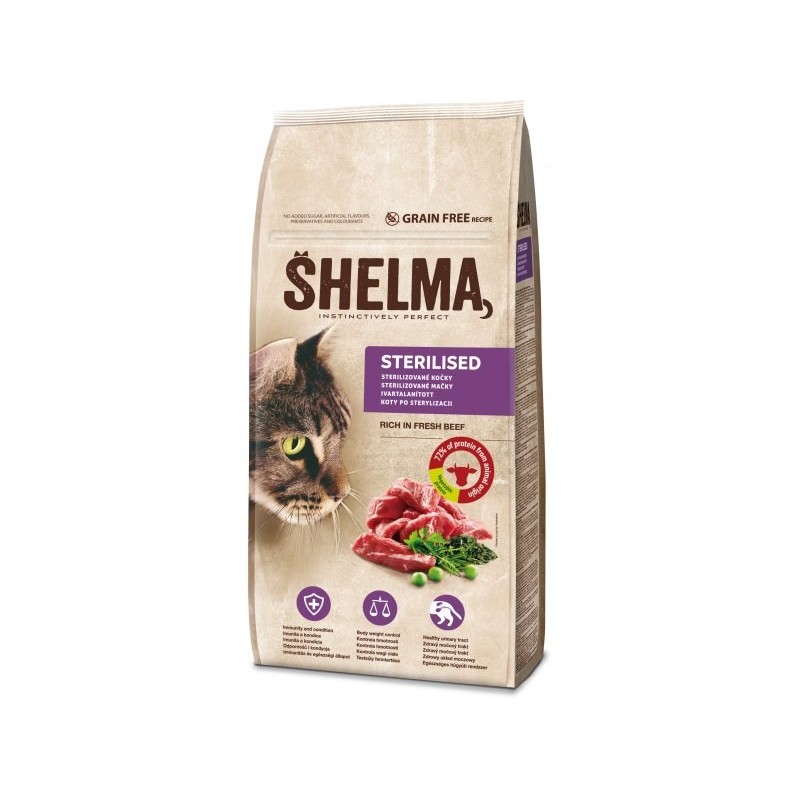 SHELMA Sterilised Beef - dry cat food - 8kg