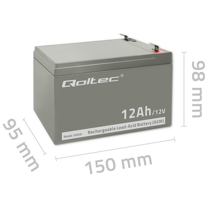 Qoltec 53049 AGM battery | 12V | 12Ah Qoltec 53049 AGM battery | 12V | 12Ah