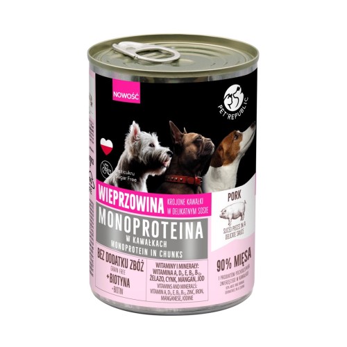 PET REPUBLIC Monoprotein Pork - wet dog food - 400g PET REPUBLIC Monoprotein Pork - wet dog food - 400g