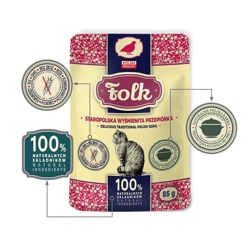 FOLK Delicious traditional polish quail - wet cat food - 85g