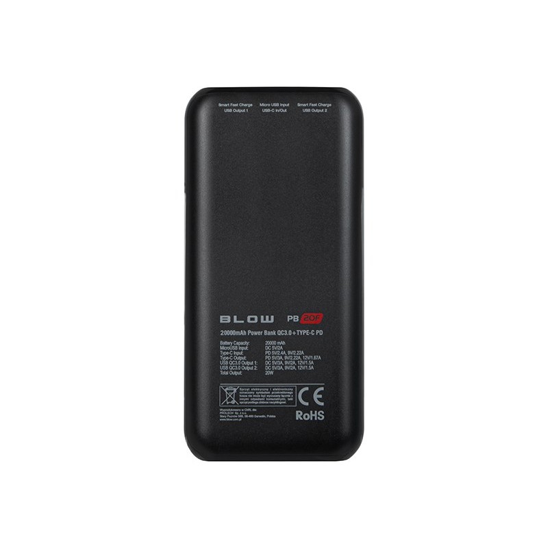 Power Bank 20000mAh QC+PD 20W + lightning PB20E