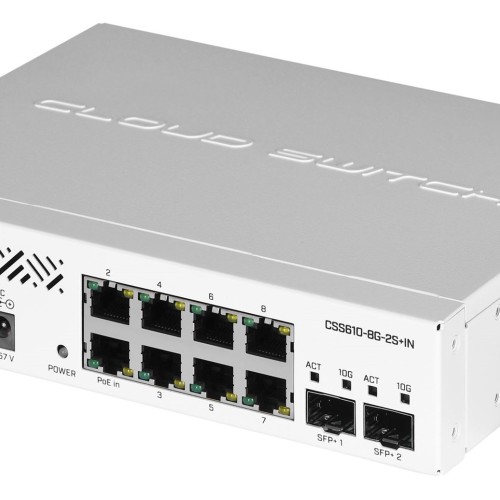 Mikrotik CSS610-8G-2S+IN network switch Gigabit Ethernet (10/100/1000) Power over Ethernet (PoE) White Mikrotik CSS610-8G-2S+IN network switch Gigabit Ethernet (10/100/1000) Power over Ethernet (PoE) White