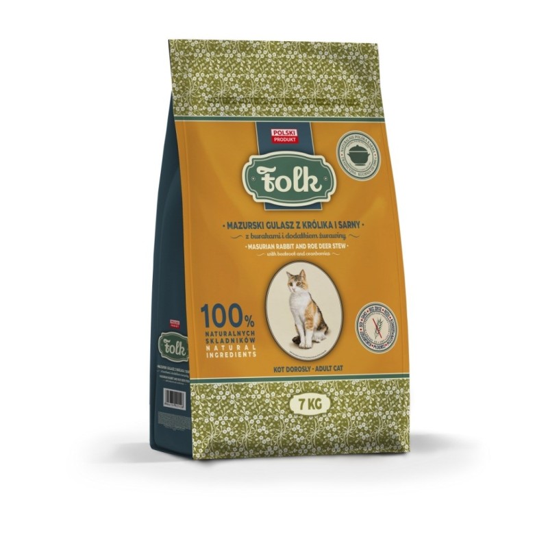 FOLK Masurian-style rabbit and roe deer stew with beets and cranberries - dry cat food - 7kg FOLK Masurian-style rabbit and roe deer stew with beets and cranberries - dry cat food - 7kg