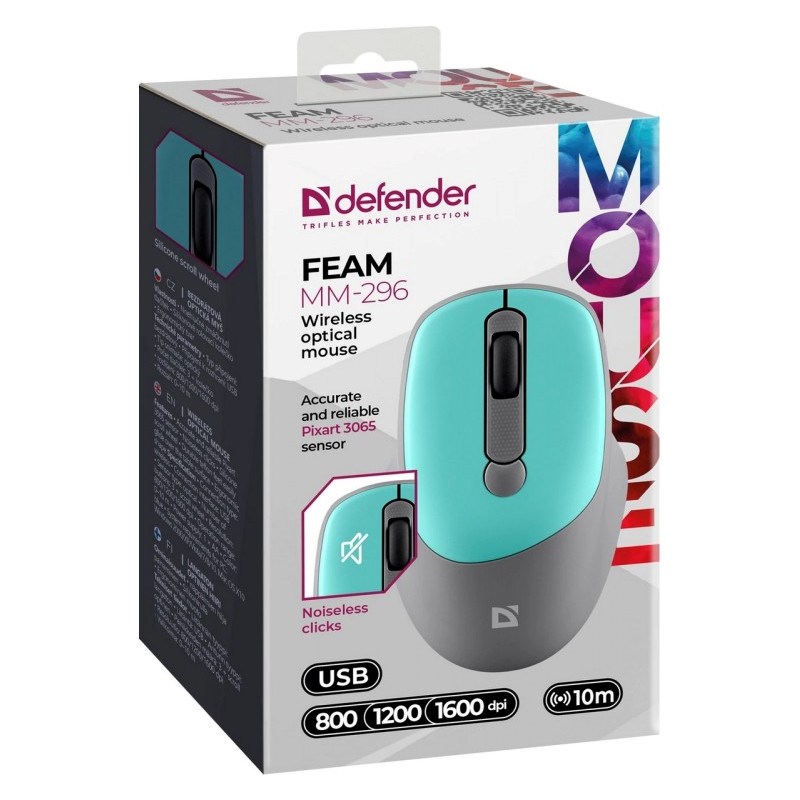 MOUSE DEFENDER FEAM MM-296 RF SILENT MINT MOUSE DEFENDER FEAM MM-296 RF SILENT MINT