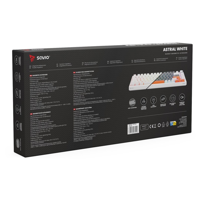 Savio ASTRAL WHITE JADE 3 COLOURS keyboard Gaming USB QWERTY US International Savio ASTRAL WHITE JADE 3 COLOURS keyboard Gaming USB QWERTY US International