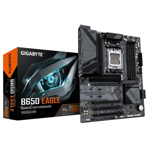 GIGABYTE B650 EAGLE Motherboard - Supports AMD Ryzen 9000 CPUs, 12+2+2 Phases Digital VRM, up to 7600MHz DDR5 (OC), 1xPCIe 5.0 + 2xPCIe 4.0 M.2, GbE LAN, USB 3.2 Gen2 GIGABYTE B650 EAGLE Motherboard - Supports AMD Ryzen 9000 CPUs, 12+2+2 Phases Digital VRM, up to 7600MHz DDR5 (OC), 1xPCIe 5.0 + 2xPCIe 4.0 M.2, GbE LAN, USB 3.2 Gen2