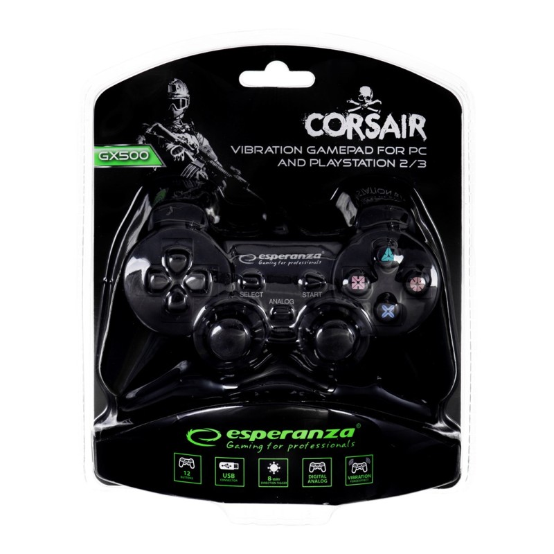 Esperanza EG106 Gaming Controller Joystick PC,Playstation 2,Playstation 3 Analogue / Digital USB 2.0 Black Esperanza EG106 Gaming Controller Joystick PC,Playstation 2,Playstation 3 Analogue / Digital USB 2.0 Black