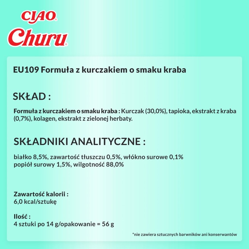 INABA Churu Chicken with Crab Recipe - cat treats - 4x14 g INABA Churu Chicken with Crab Recipe - cat treats - 4x14 g
