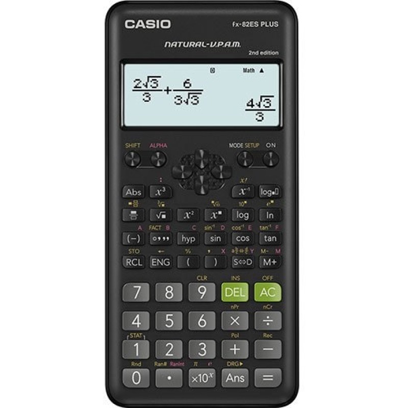 CASIO FX-82ESPLUS-2 CALCULATOR SCIENTIFIC, 252 FUNCTIONS, 77X162MM, BLACK, BOX CASIO FX-82ESPLUS-2 CALCULATOR SCIENTIFIC, 252 FUNCTIONS, 77X162MM, BLACK, BOX