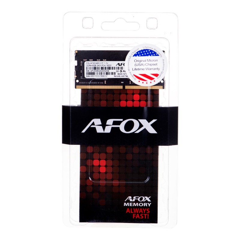 AFOX DDR4 8G 2400 SO DIMM memory module 8 GB 1 x 8 GB 2400 MHz AFOX DDR4 8G 2400 SO DIMM memory module 8 GB 1 x 8 GB 2400 MHz