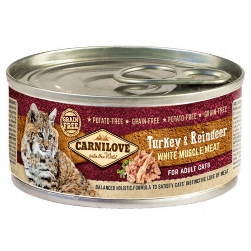 CARNILOVE Cat Turkey & Reindeer White Muscle Meat – wet food for cats – 100 g CARNILOVE Cat Turkey & Reindeer White Muscle Meat – wet food for cats – 100 g