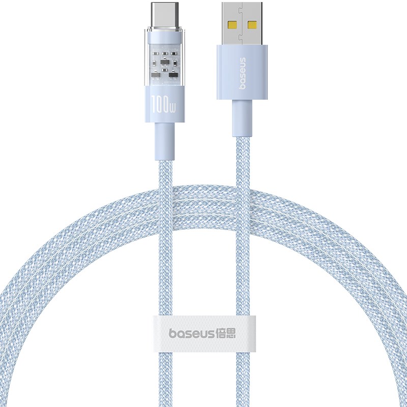 Baseus Gem USB A to USB C fast charging cable 1 m 100 W Blue Baseus Gem USB A to USB C fast charging cable 1 m 100 W Blue