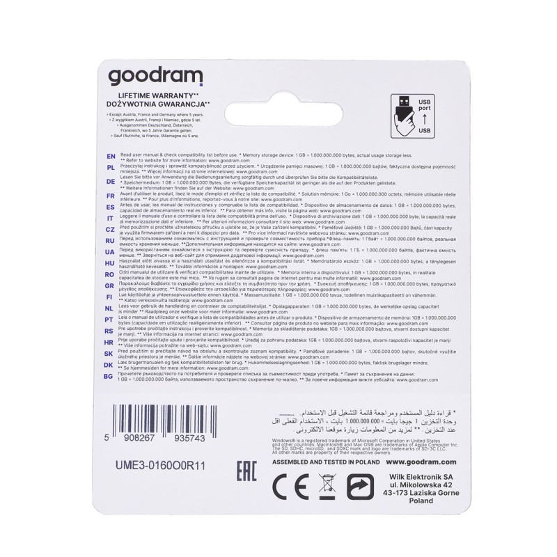 Goodram UME3-0160O0R1 USB flash drive 16 GB USB Type-A 3.2 Gen 1 (3.1 Gen 1) Orange Goodram UME3-0160O0R1 USB flash drive 16 GB USB Type-A 3.2 Gen 1 (3.1 Gen 1) Orange