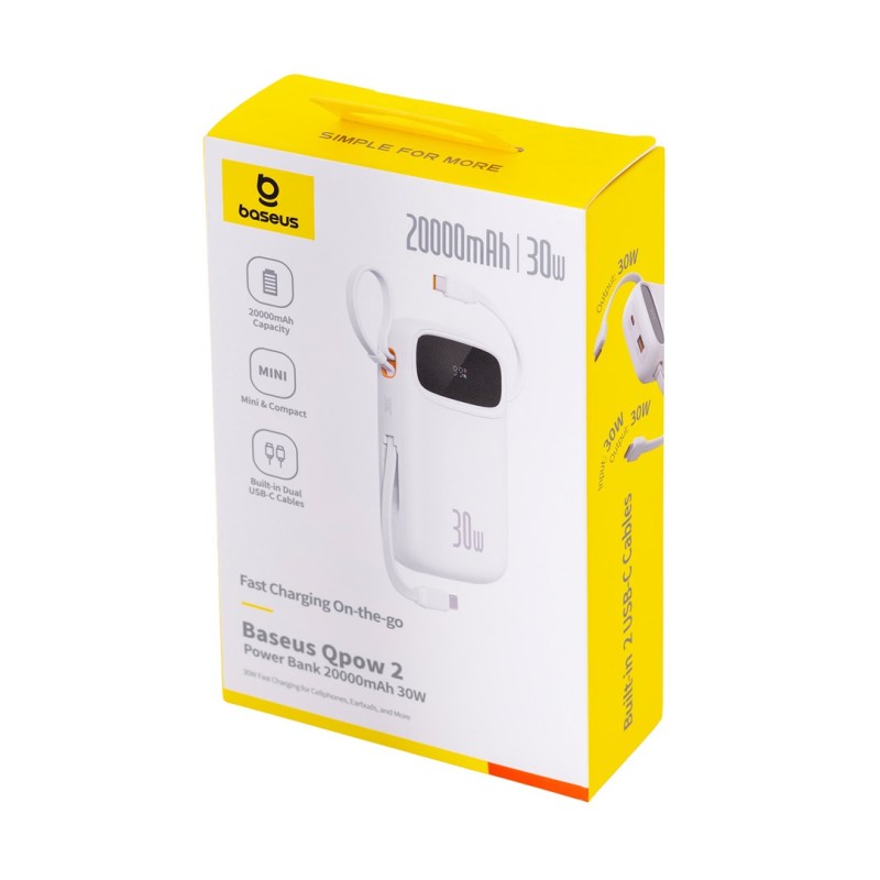 Baseus QPow2 Lithium Polymer (LiPo) 20000 mAh White Baseus QPow2 Lithium Polymer (LiPo) 20000 mAh White