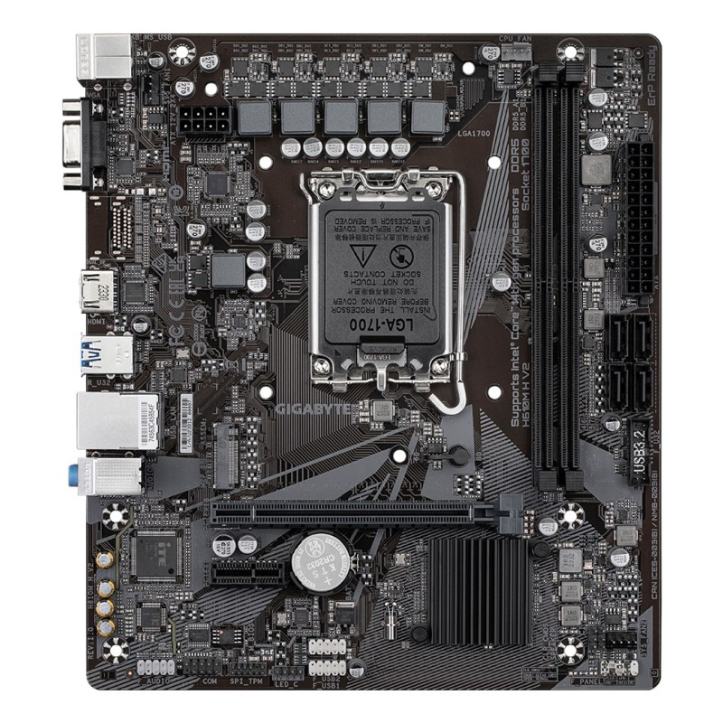 GIGABYTE H610M H V2 Motherboard - Supports Intel Core 14th CPUs, 4+1+1 Hybrid Digital VRM, up to 5600MHz DDR5, 1xPCIe 3.0 M.2, GbE LAN, USB 3.2 Gen 1