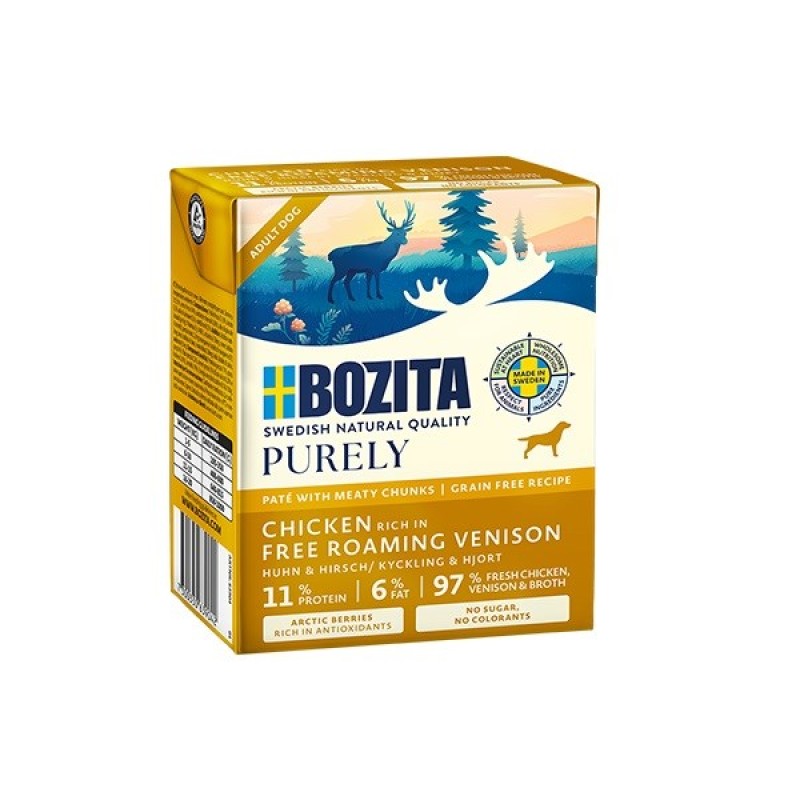 BOZITA Purely kurczak z dzikiem pasztecik z kawałkami mięsa 370g BOZITA Purely kurczak z dzikiem pasztecik z kawałkami mięsa 370g
