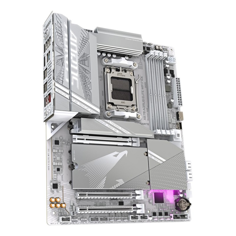 GIGABYTE X870 AORUS ELITE WIFI7 ICE Motherboard - Supports AMD Ryzen 9000 CPUs, 16+2+2 Phases Digital VRM, up to 8200MHz DDR5 (OC), 3xPCIe 5.0 + 1xPCIe 4.0, Wi-Fi 7, 2.5GbE LAN, USB 4 GIGABYTE X870 AORUS ELITE WIFI7 ICE Motherboard - Supports AMD Ryzen 9000 CPUs, 16+2+2 Phases Digital VRM, up to 8200MHz DDR5 (OC), 3xPCIe 5.0 + 1xPCIe 4.0, Wi-Fi 7, 2.5GbE LAN, USB 4