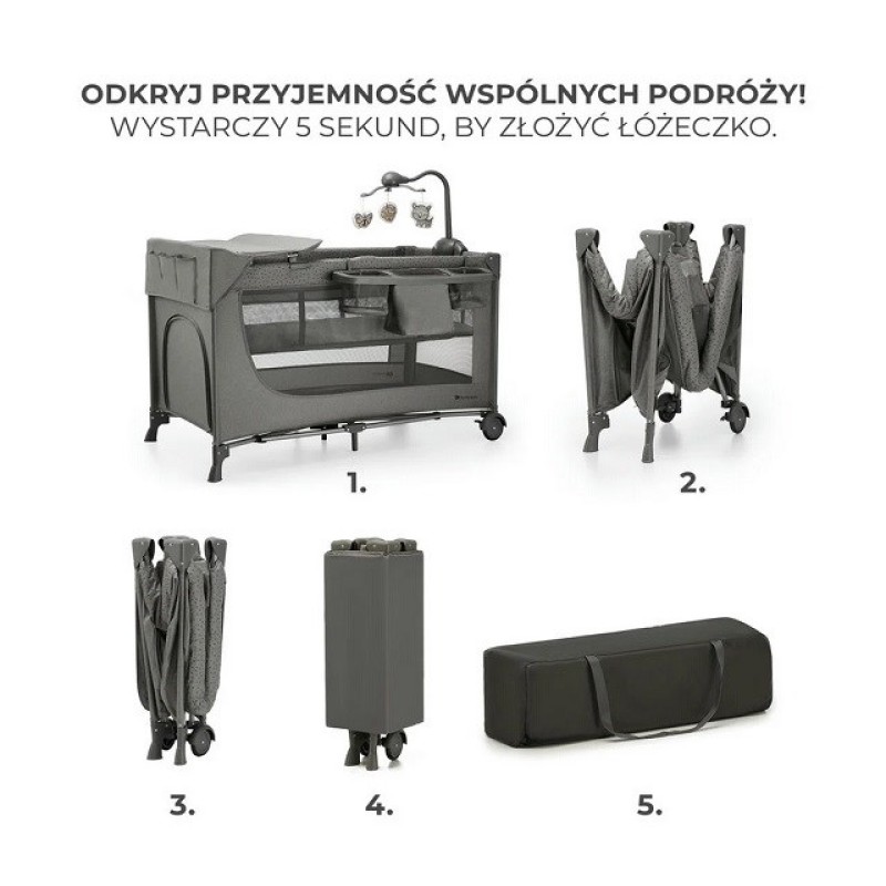 KinderKraft Łóżeczko turystyczne JOY 2 DARK GREY