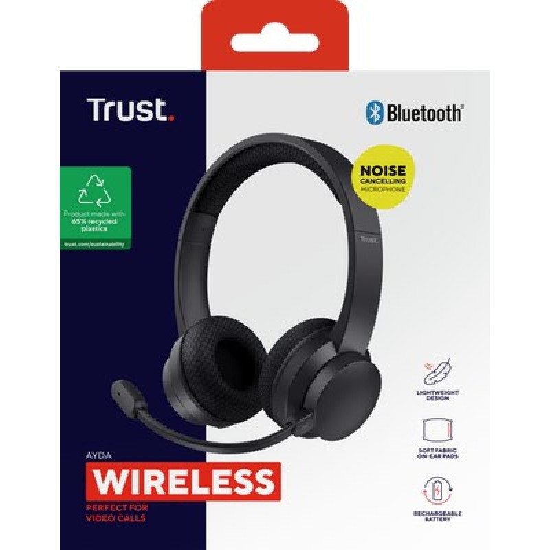 Trust Ayda Headset Wired & Wireless Head-band Calls/Music USB Type-C Bluetooth Black Trust Ayda Headset Wired & Wireless Head-band Calls/Music USB Type-C Bluetooth Black