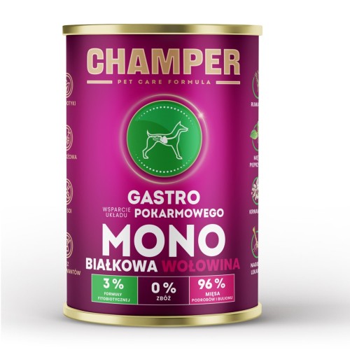 CHAMPER Gastro Monoprotein Beef - wet dog food - 400g CHAMPER Gastro Monoprotein Beef - wet dog food - 400g