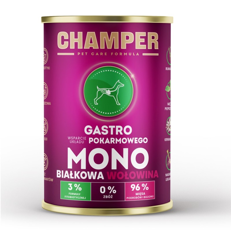 CHAMPER Gastro Monoprotein Beef - wet dog food - 400g