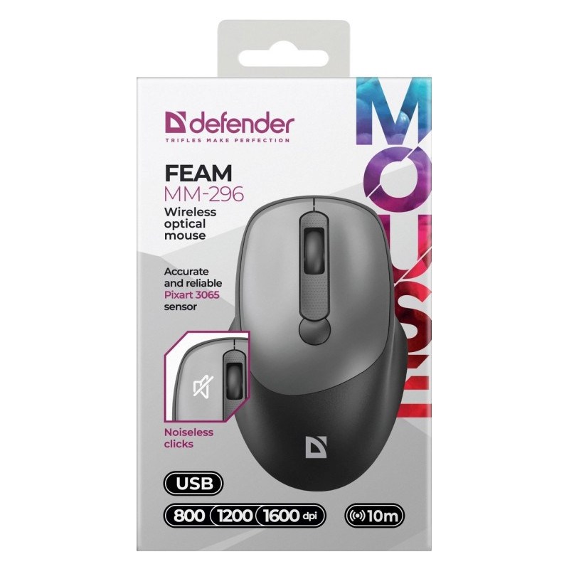 MOUSE DEFENDER FEAM MM-296 RF SILENT GREY MOUSE DEFENDER FEAM MM-296 RF SILENT GREY