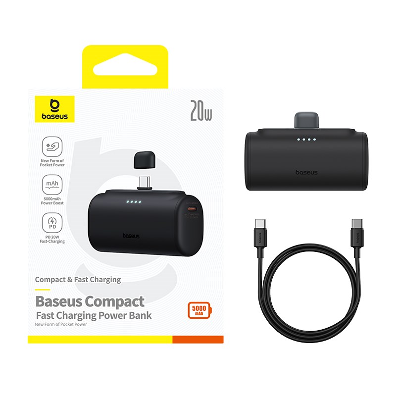 Baseus Compact P10068306113-00 Lithium-ion power bank 5000 mAh Black Baseus Compact P10068306113-00 Lithium-ion power bank 5000 mAh Black