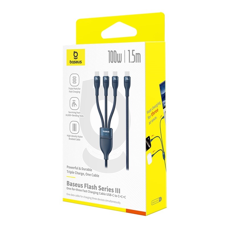 Baseus Flash Series Type C to C+C+C fast charging cable 480 Mbps Blue Baseus Flash Series Type C to C+C+C fast charging cable 480 Mbps Blue