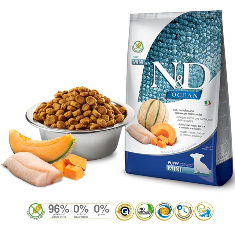 FARMINA N&D OCEAN DOG COD, PUMPKIN & CANTALOUPE MELON PUPPY MINI 800g FARMINA N&D OCEAN DOG COD, PUMPKIN & CANTALOUPE MELON PUPPY MINI 800g