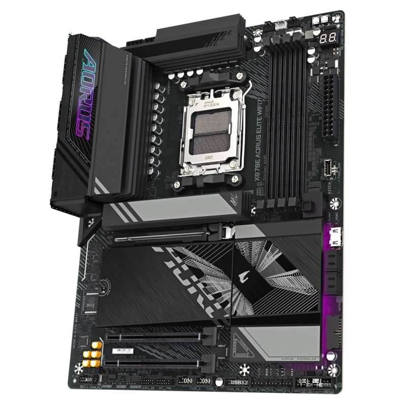 GIGABYTE X870E AORUS ELITE WIFI7 Motherboard - Supports AMD Ryzen 9000 CPUs, 16+2+2 Phases Digital VRM, up to 8000Hz DDR5 (OC), 3xPCIe 5.0 + 1xPCIe 4.0, Wi-Fi 7, 2.5GbE LAN, USB 4 GIGABYTE X870E AORUS ELITE WIFI7 Motherboard - Supports AMD Ryzen 9000 CPUs, 16+2+2 Phases Digital VRM, up to 8000Hz DDR5 (OC), 3xPCIe 5.0 + 1xPCIe 4.0, Wi-Fi 7, 2.5GbE LAN, USB 4