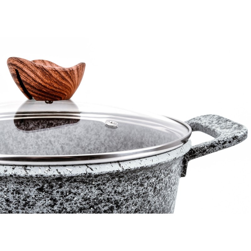 PROMIS Set of pots GRANITE, saucepan 16 cm, pots 20,24,28 brown handles PROMIS Set of pots GRANITE, saucepan 16 cm, pots 20,24,28 brown handles