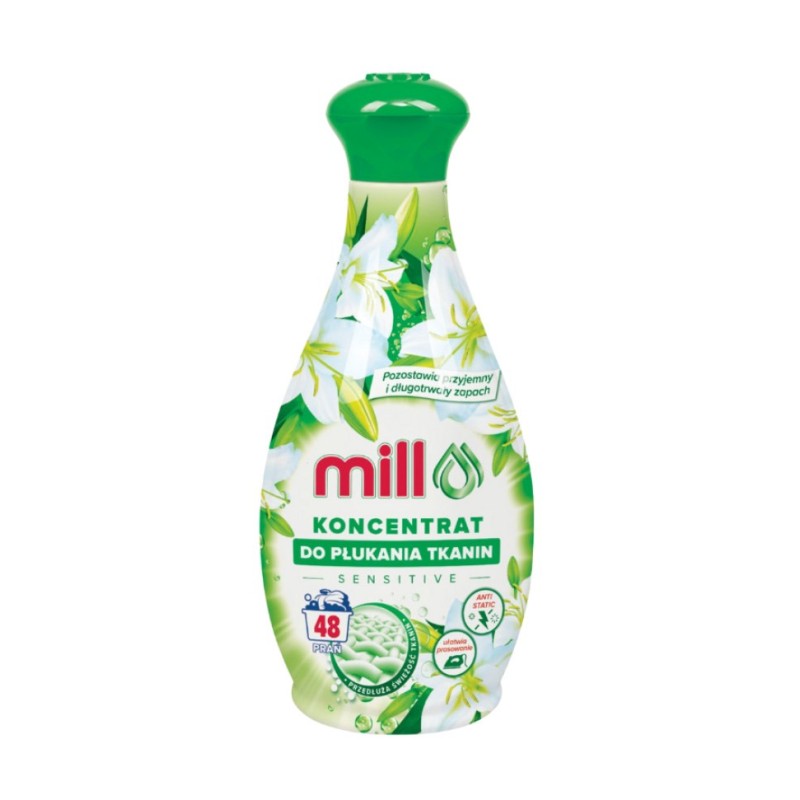 MILL Fabric softener concentrate SENSITIVE 1.3 l, 48 rinses MILL Fabric softener concentrate SENSITIVE 1.3 l, 48 rinses