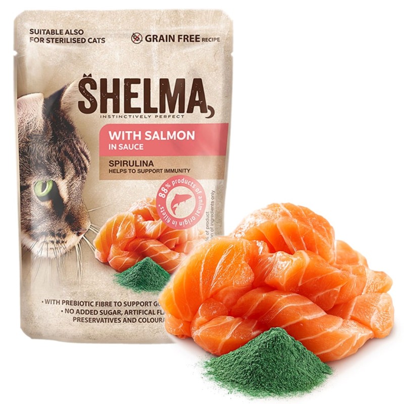 SHELMA with salmon in sauce - wet cat food - 85g SHELMA with salmon in sauce - wet cat food - 85g