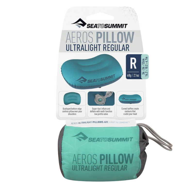 Sea to Summit Aeros Ultralight Regular Sea Foam Travel Inflatable Pillow Sea to Summit Aeros Ultralight Regular Sea Foam Travel Inflatable Pillow